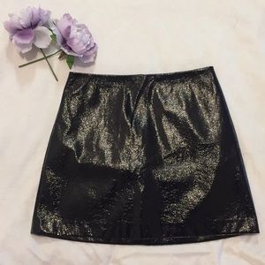 Faux patent leather skirt